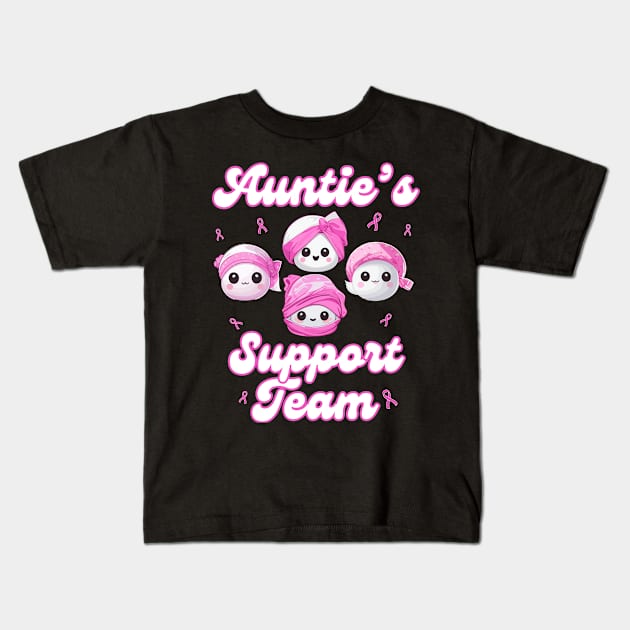 Auntie’s Support Team Breast Cancer Awareness Women Survivors Kids T-Shirt by AimArtStudio